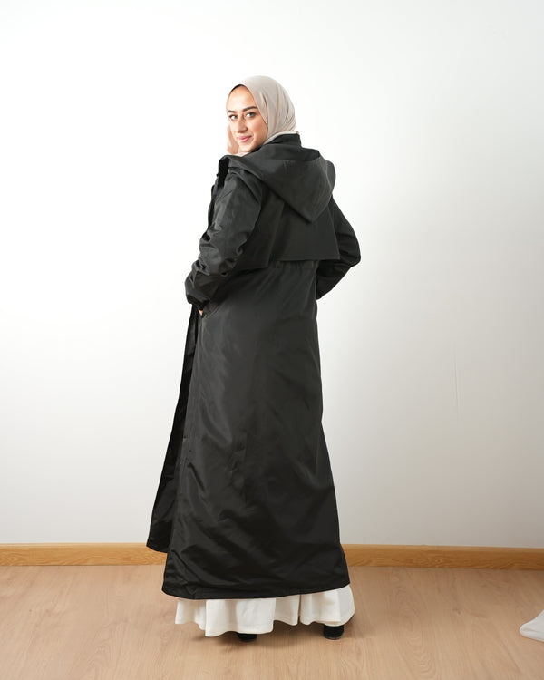 Zippered Waterproof Coat Black C502
