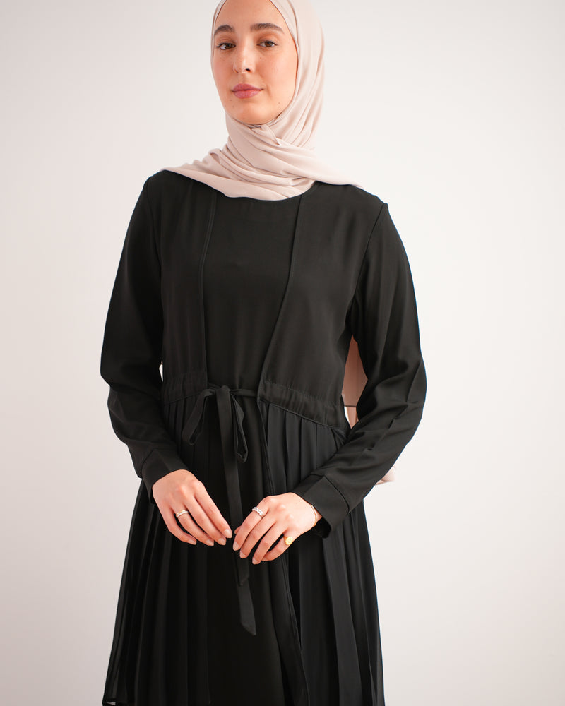 Front Pleated Tie Abaya C78