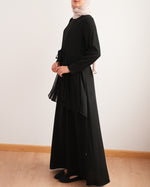 Front Pleated Tie Abaya C78