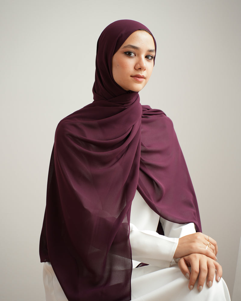 Soft Cotton Chiffon Scarf Plum