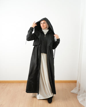 Zippered Waterproof Coat Black C502