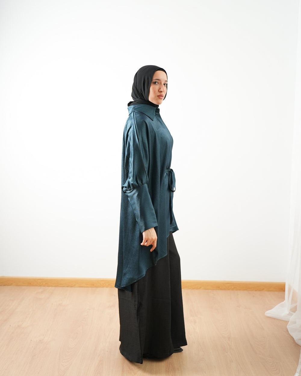 Shimmer Free Size Blouse Teal C2232