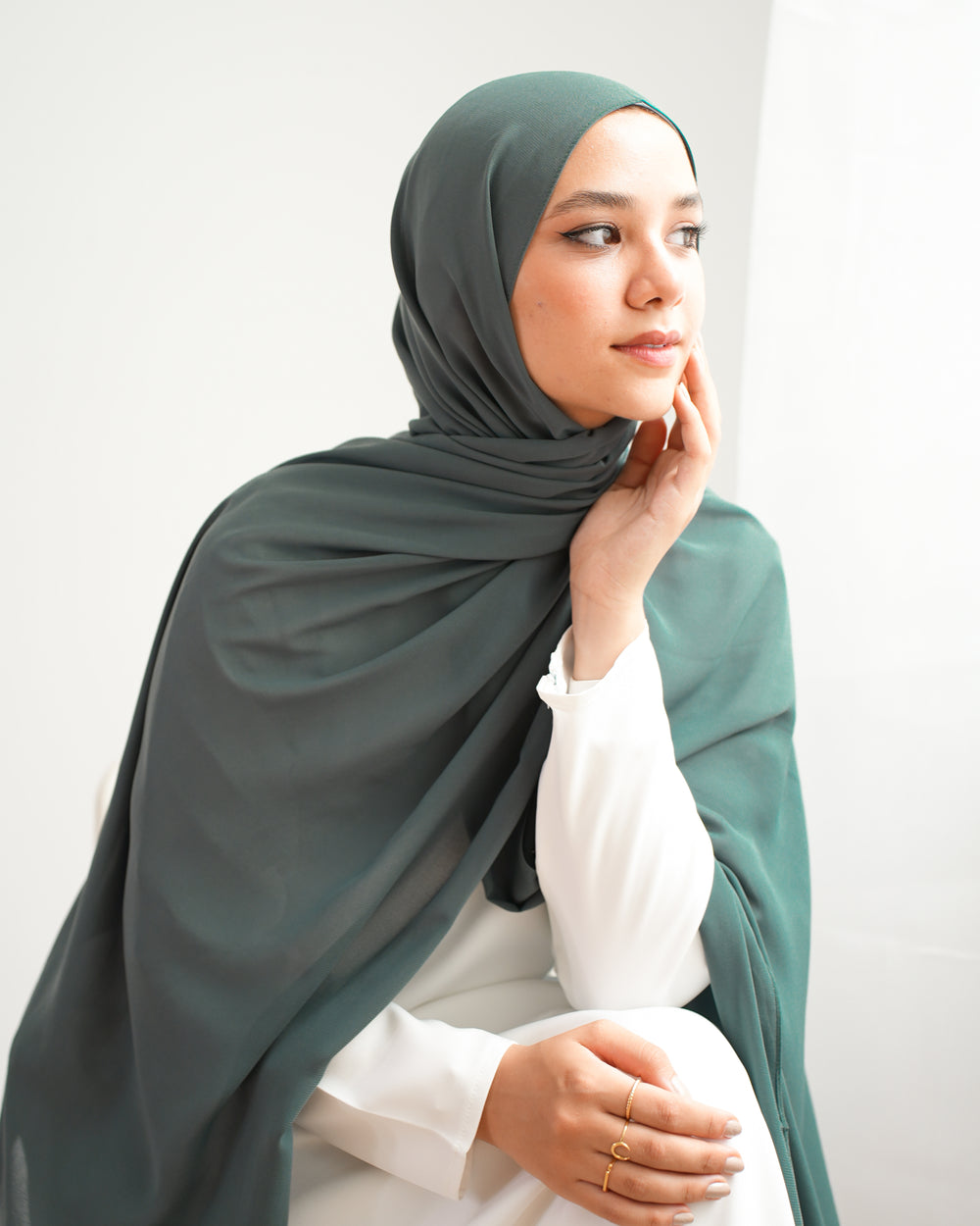 Soft Cotton Chiffon Scarf Sage