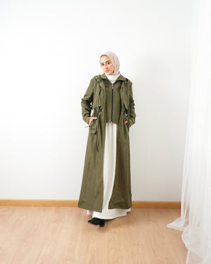 Zippered Waterproof Coat Olive C502