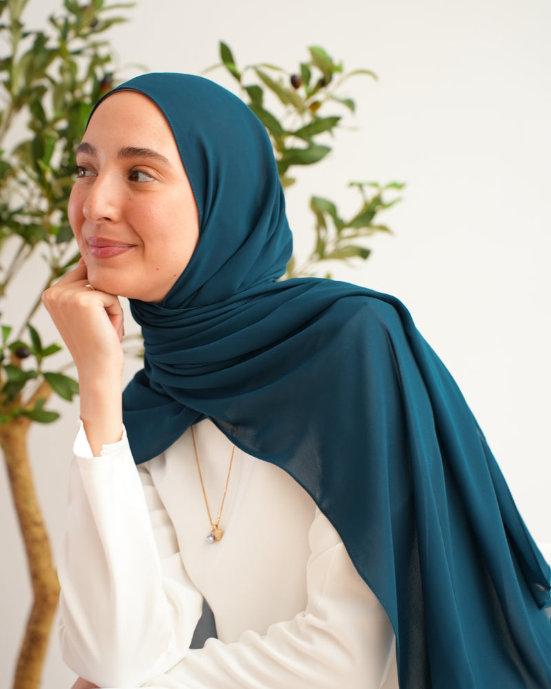 Soft Cotton Chiffon Scarf Teal