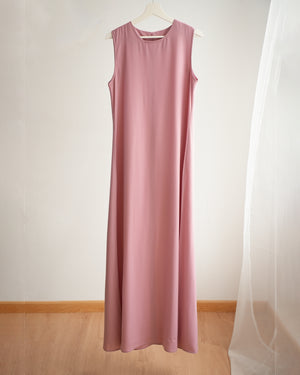 Basic Sleeveless Dress Pink C1