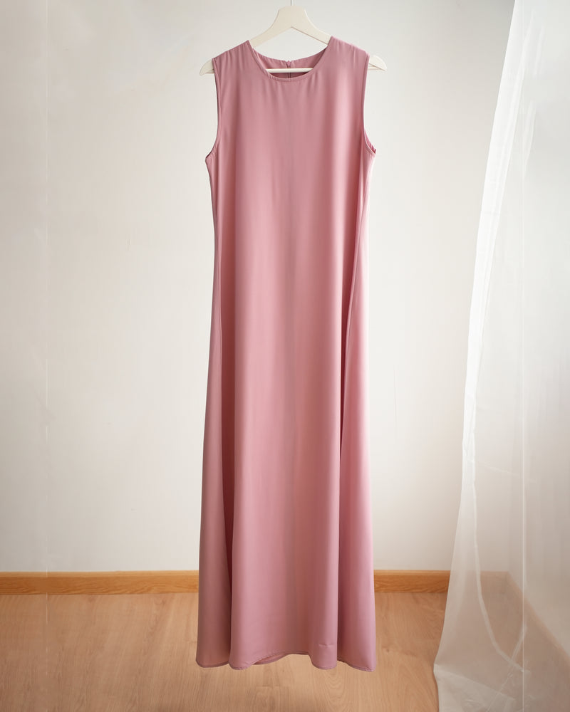 Basic Sleeveless Dress Pink C1