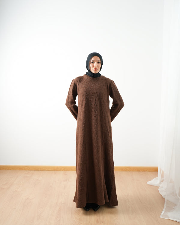 Heavy Rib Knit Maxi Dress Brown C1661