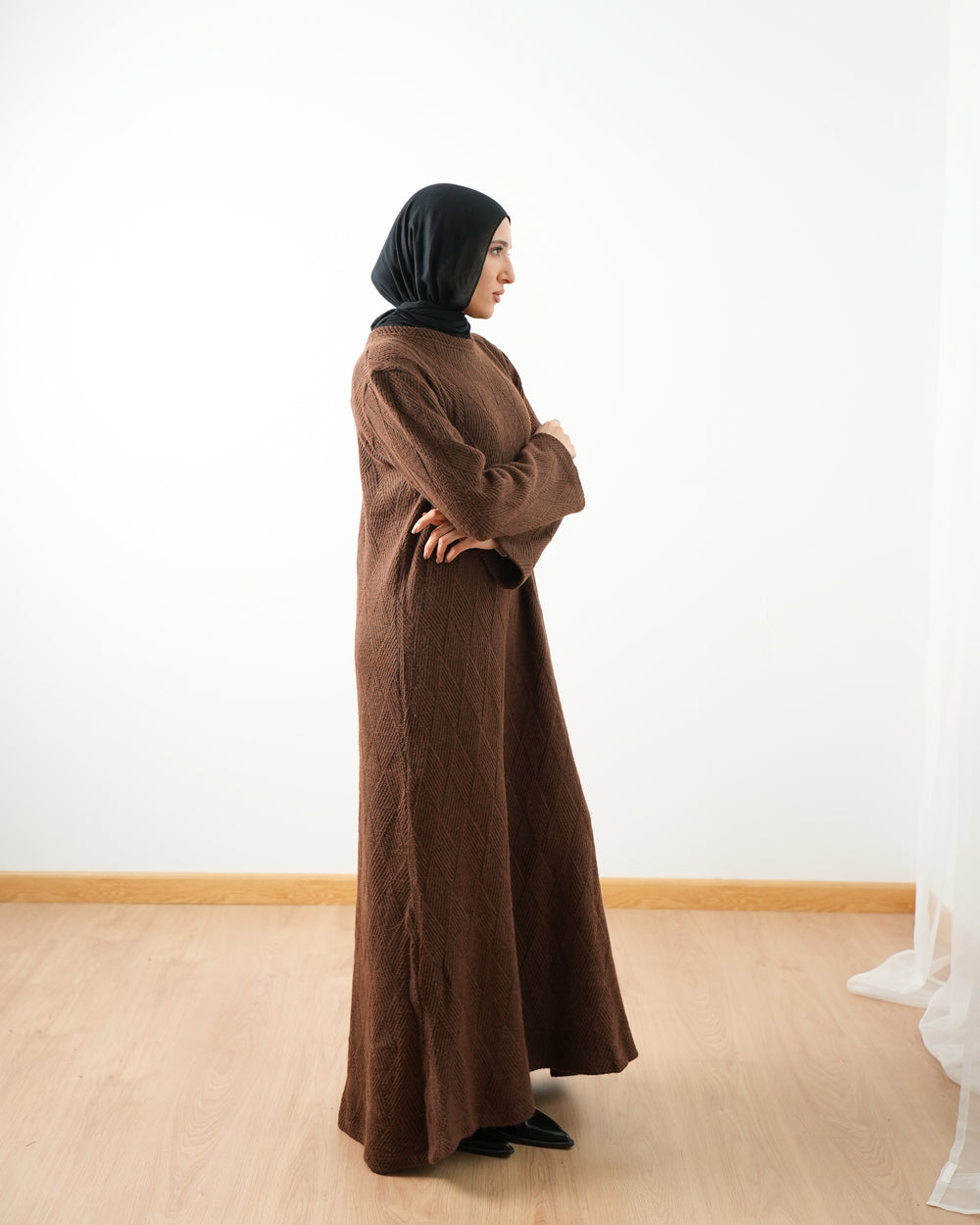 Heavy Rib Knit Maxi Dress Brown C1661
