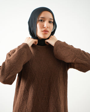 Heavy Rib Knit Maxi Dress Brown C1661