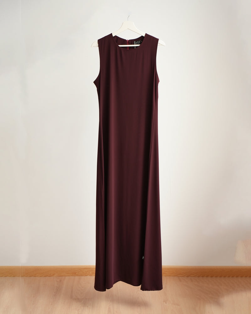 Basic Sleeveless Dress Dark Burgundy C1