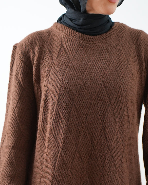 Heavy Rib Knit Maxi Dress Brown C1661