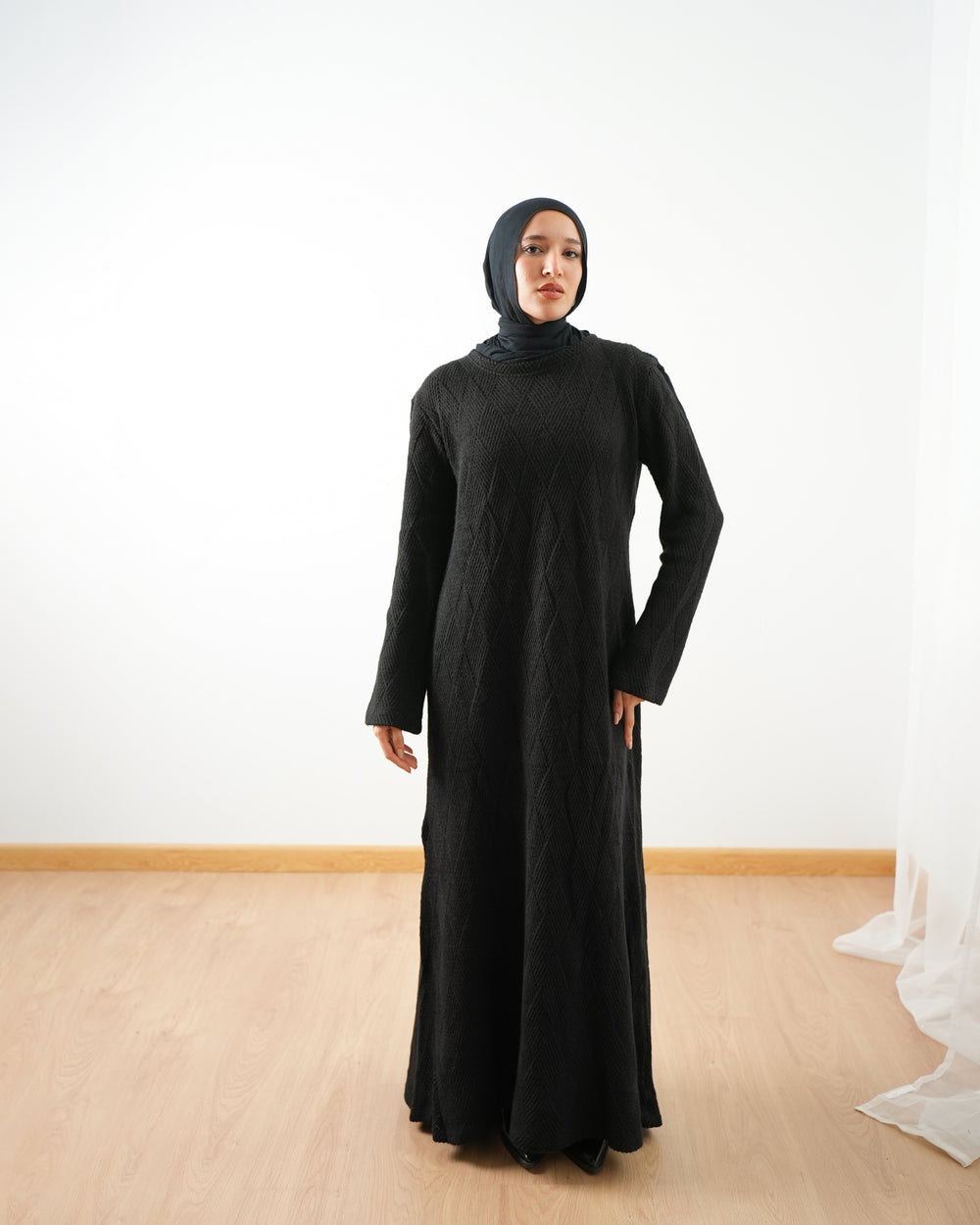 Heavy Rib Knit Maxi Dress Black C1661