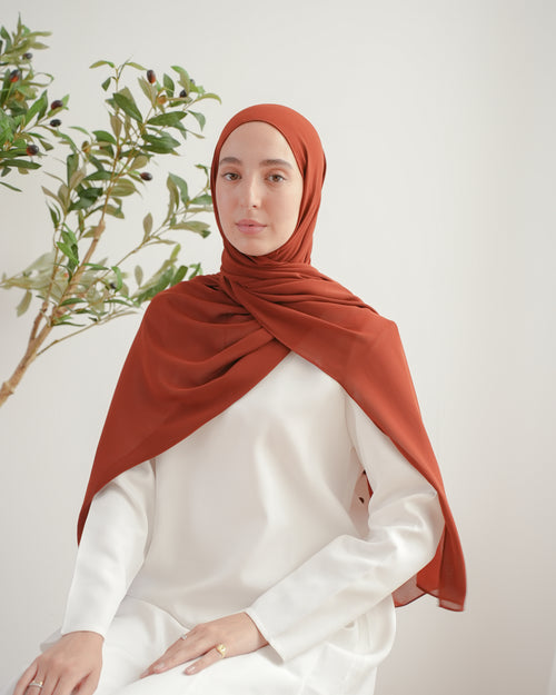 Soft Cotton Chiffon Scarf Copper