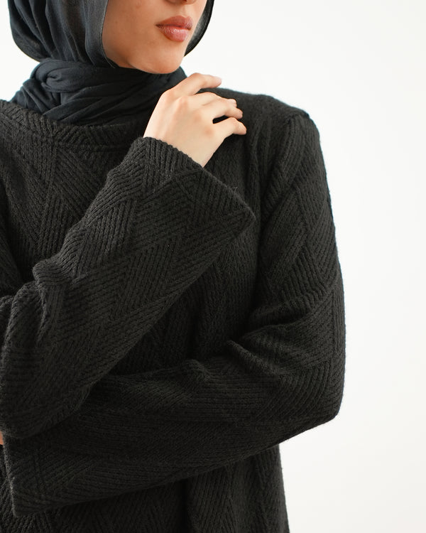 Heavy Rib Knit Maxi Dress Black C1661