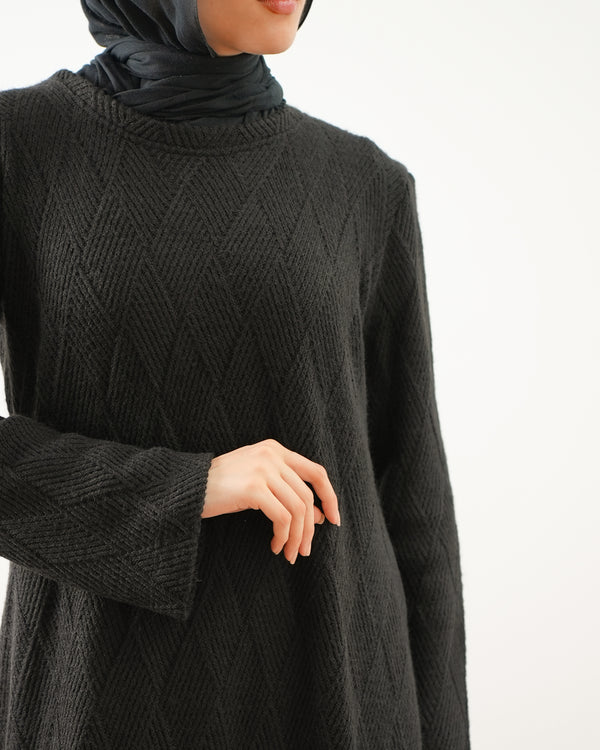 Heavy Rib Knit Maxi Dress Black C1661