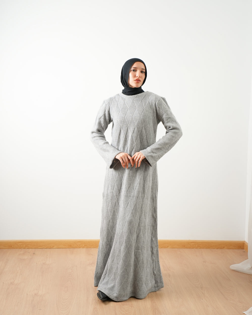 Heavy Rib Knit Maxi Dress Grey C1661