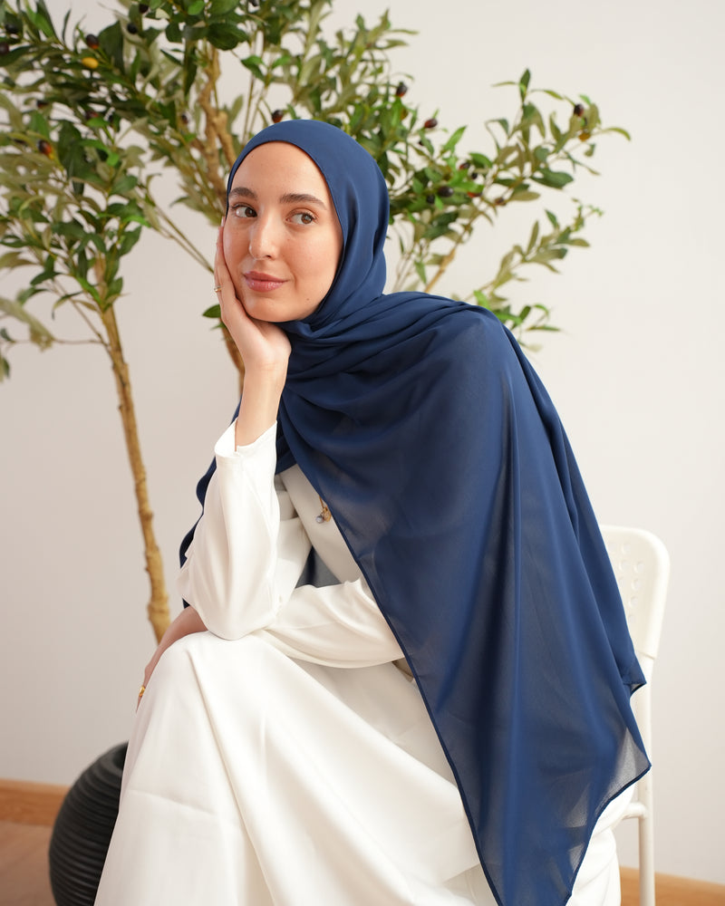 Soft Cotton Chiffon Scarf Azure