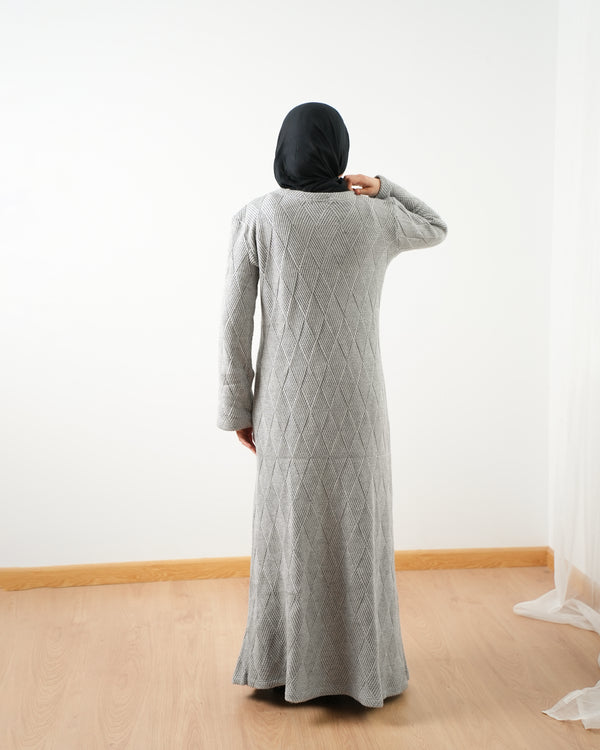 Heavy Rib Knit Maxi Dress Grey C1661