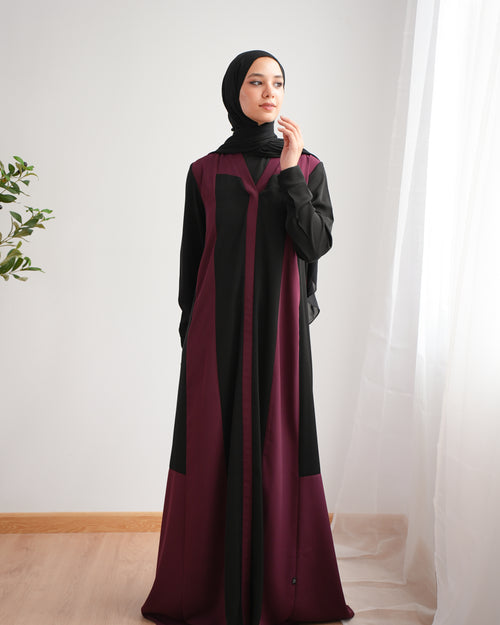 Silk Abaya Burgundy C251