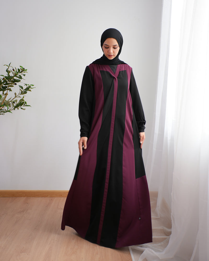 Silk Abaya Burgundy C251