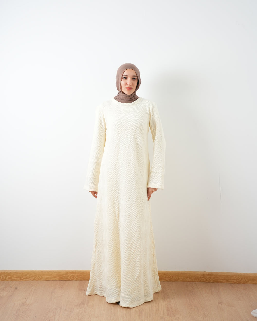 Heavy Rib Knit Maxi Dress Offwhite C1661