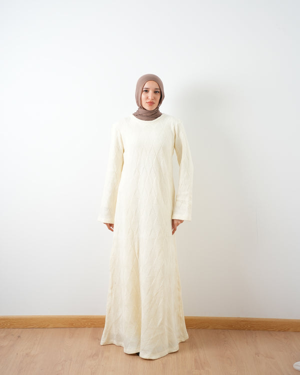 Heavy Rib Knit Maxi Dress Offwhite C1661