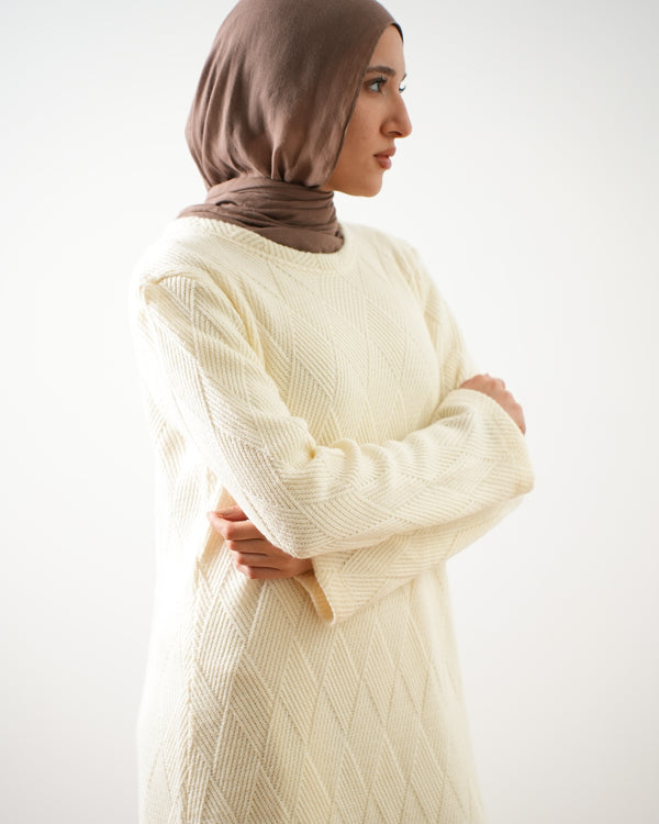 Heavy Rib Knit Maxi Dress Offwhite C1661