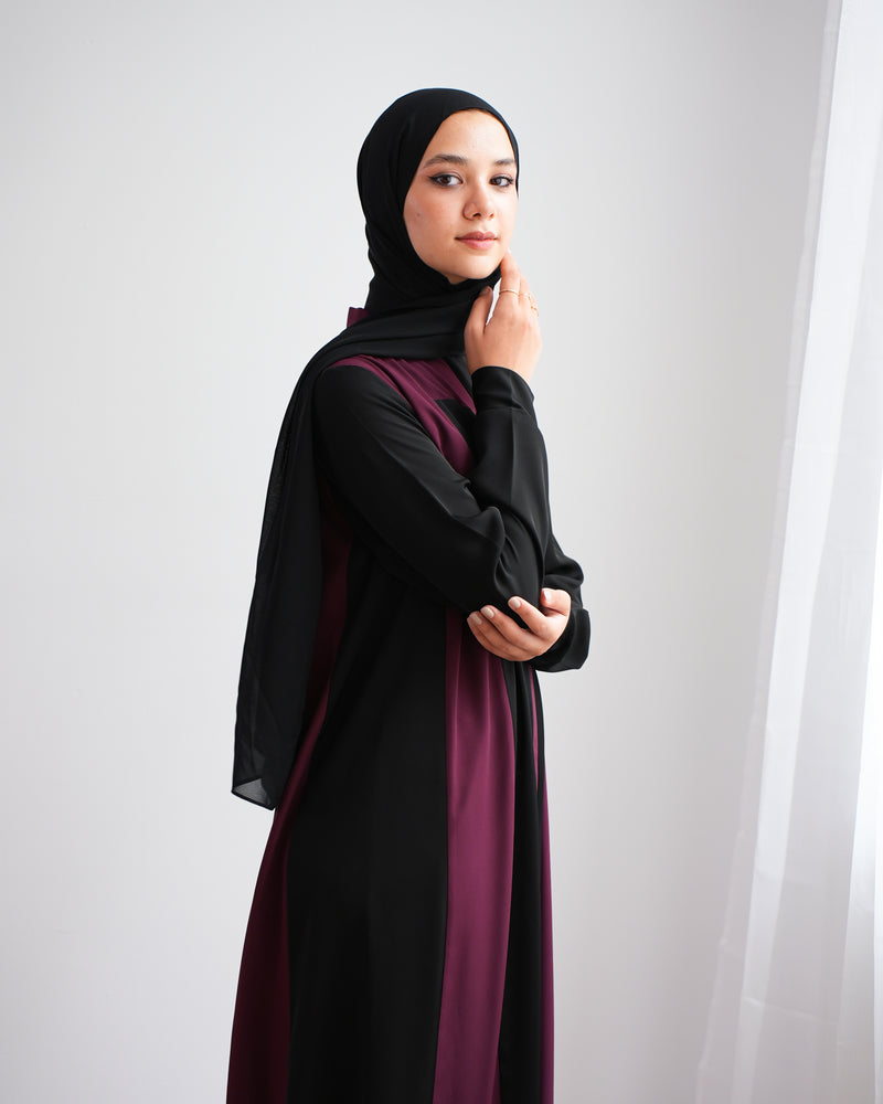 Silk Abaya Burgundy C251