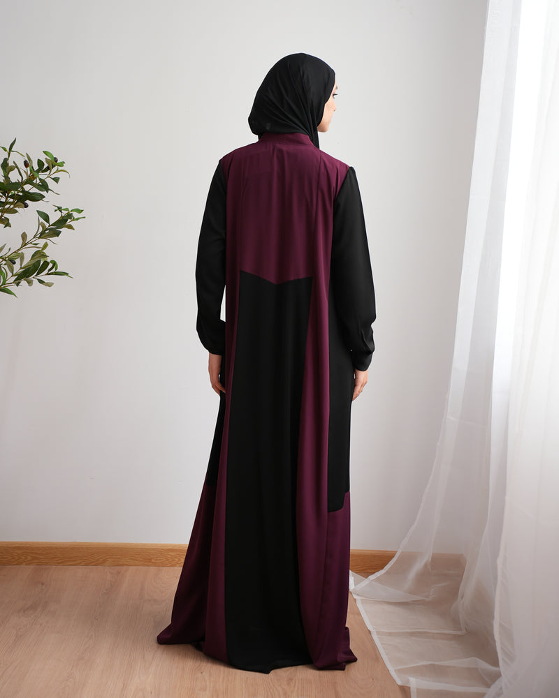 Silk Abaya Burgundy C251