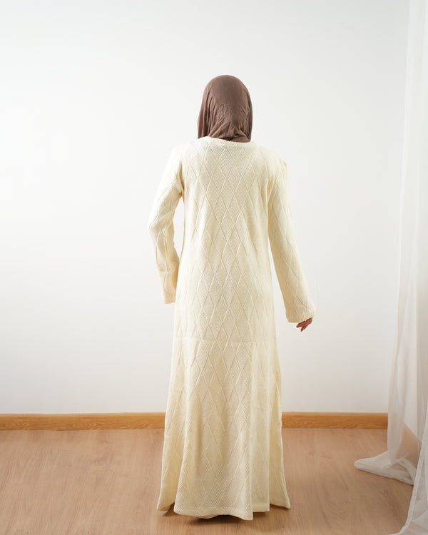 Heavy Rib Knit Maxi Dress Offwhite C1661