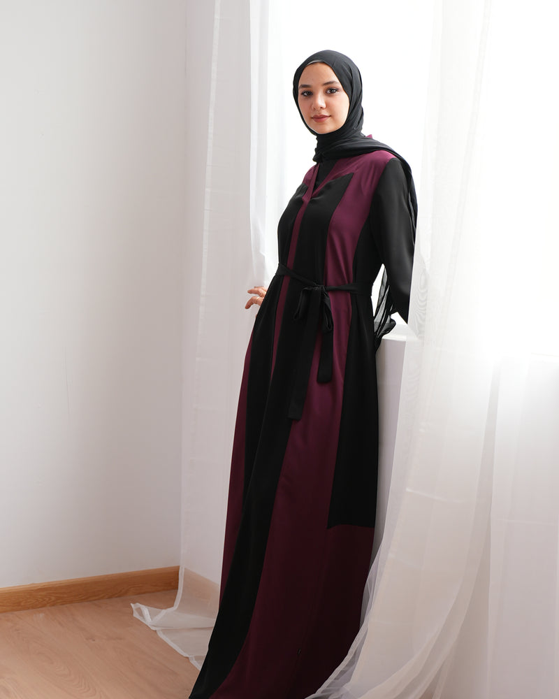 Silk Abaya Burgundy C251