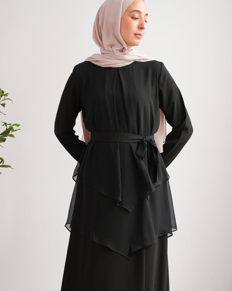 Layered Chiffon Abaya C222