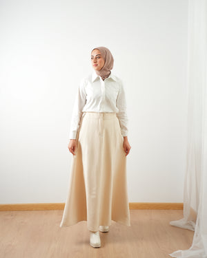 Suede Maxi Skirt Cream C2030