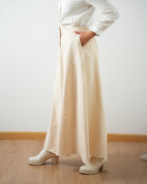 Suede Maxi Skirt Cream C2030