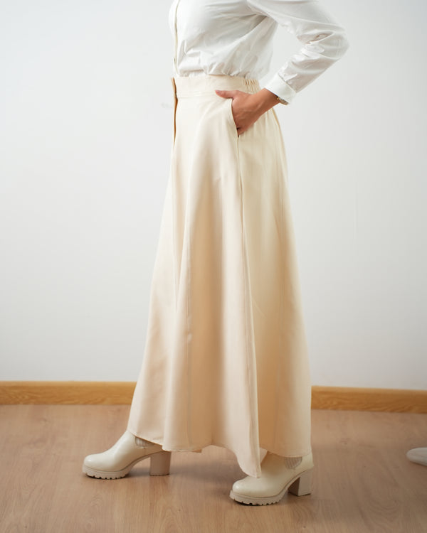 Suede Maxi Skirt Cream C2030