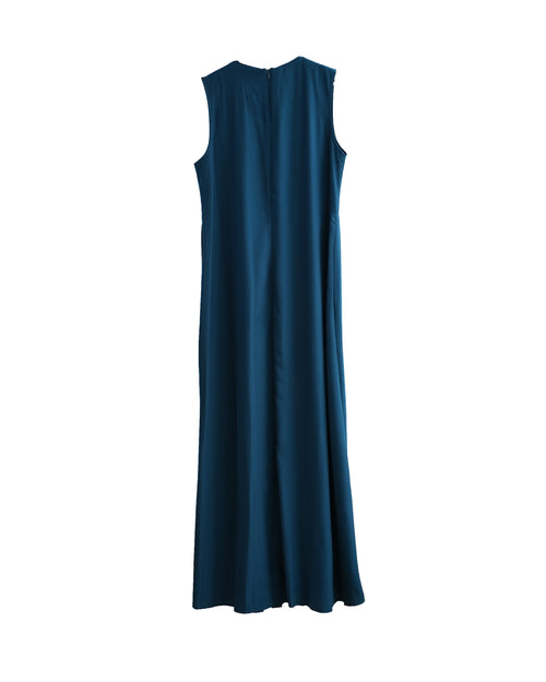 Sleeveless Pleated Dress Teal C202