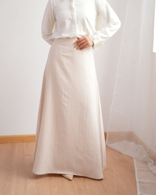 Soft Linen A-Line Skirt Cream C1190