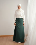Soft Linen A-Line Skirt Green C1190