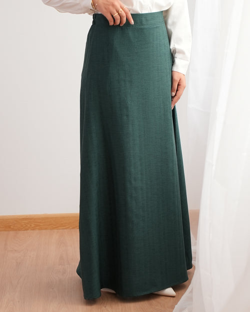 Soft Linen A-Line Skirt Green C1190