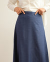 Soft Linen A-Line Skirt Navy C1190