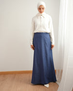 Soft Linen A-Line Skirt Navy C1190