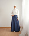 Soft Linen A-Line Skirt Navy C1190