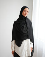 Soft Cotton Chiffon Scarf Black