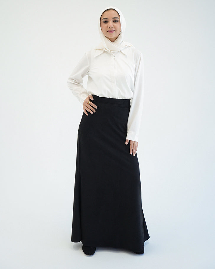 Suede Maxi Skirt Black C231