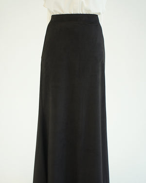 Suede Maxi Skirt Black C231