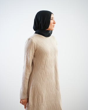 Heavy Rib Knit Maxi Dress Beige C1661