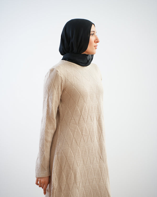 Heavy Rib Knit Maxi Dress Beige C1661