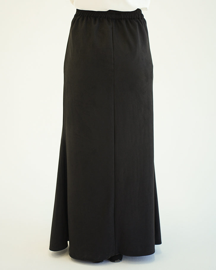 Suede Maxi Skirt Black C231