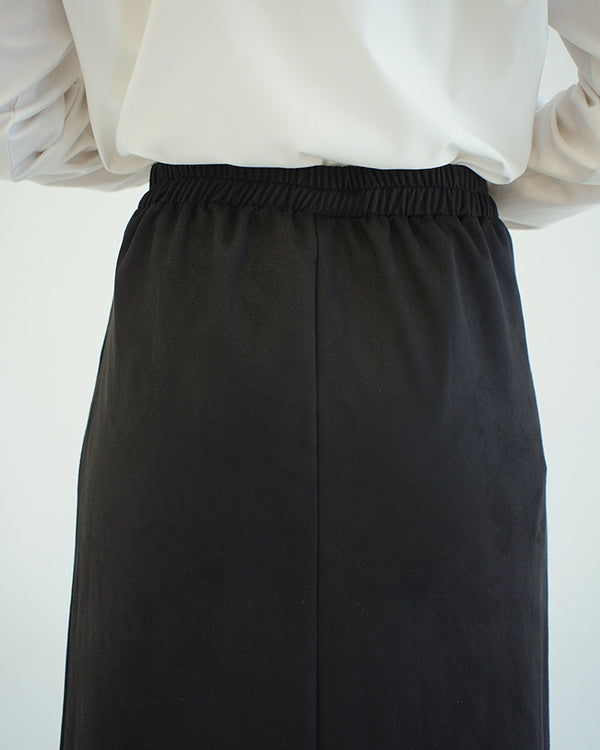 Suede Maxi Skirt Black C231